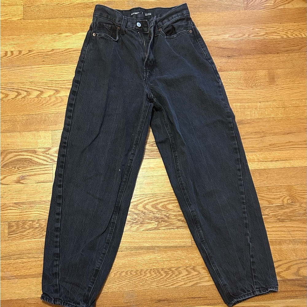 Old Navy Women's High Rise Barrel Jeans - Black